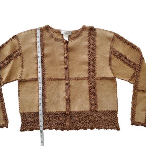 Vintage suede and crochet brown jacket - Picture 6 of 9